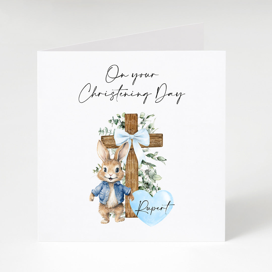 Personalised On Your Christening Day Blue Card
