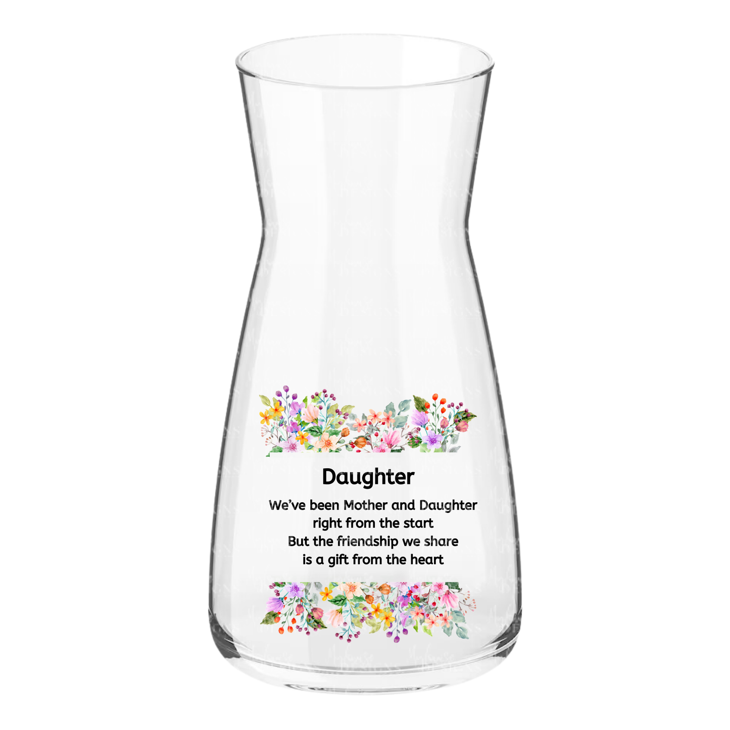 Glass Vase with “Daughter” Floral Message Design