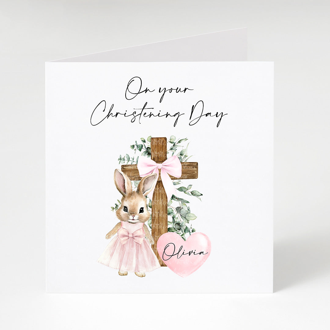 Personalised On Your Christening Day Pink Card