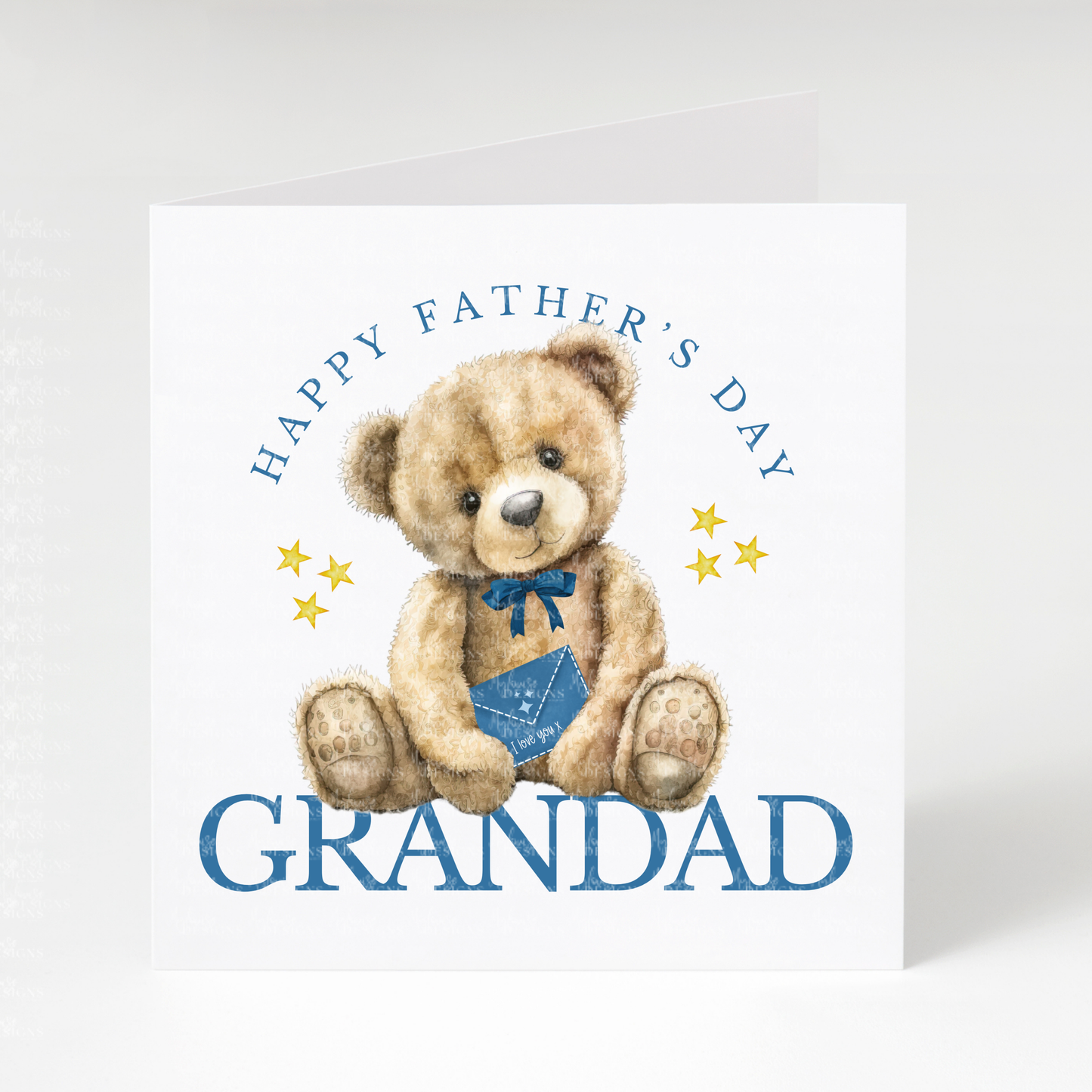 Happy Father's Day Grandad Teddy Card (Blue)