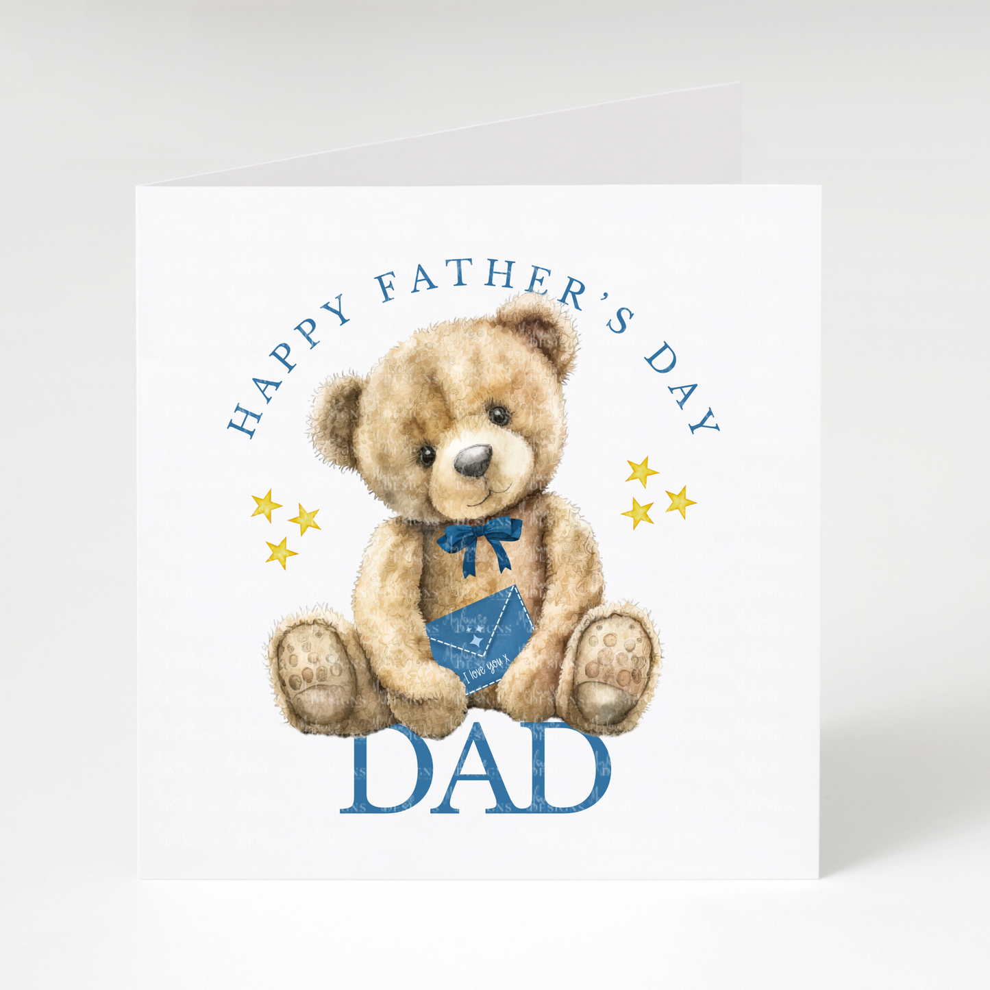 Happy Father's Day Dad Teddy Card (Blue)