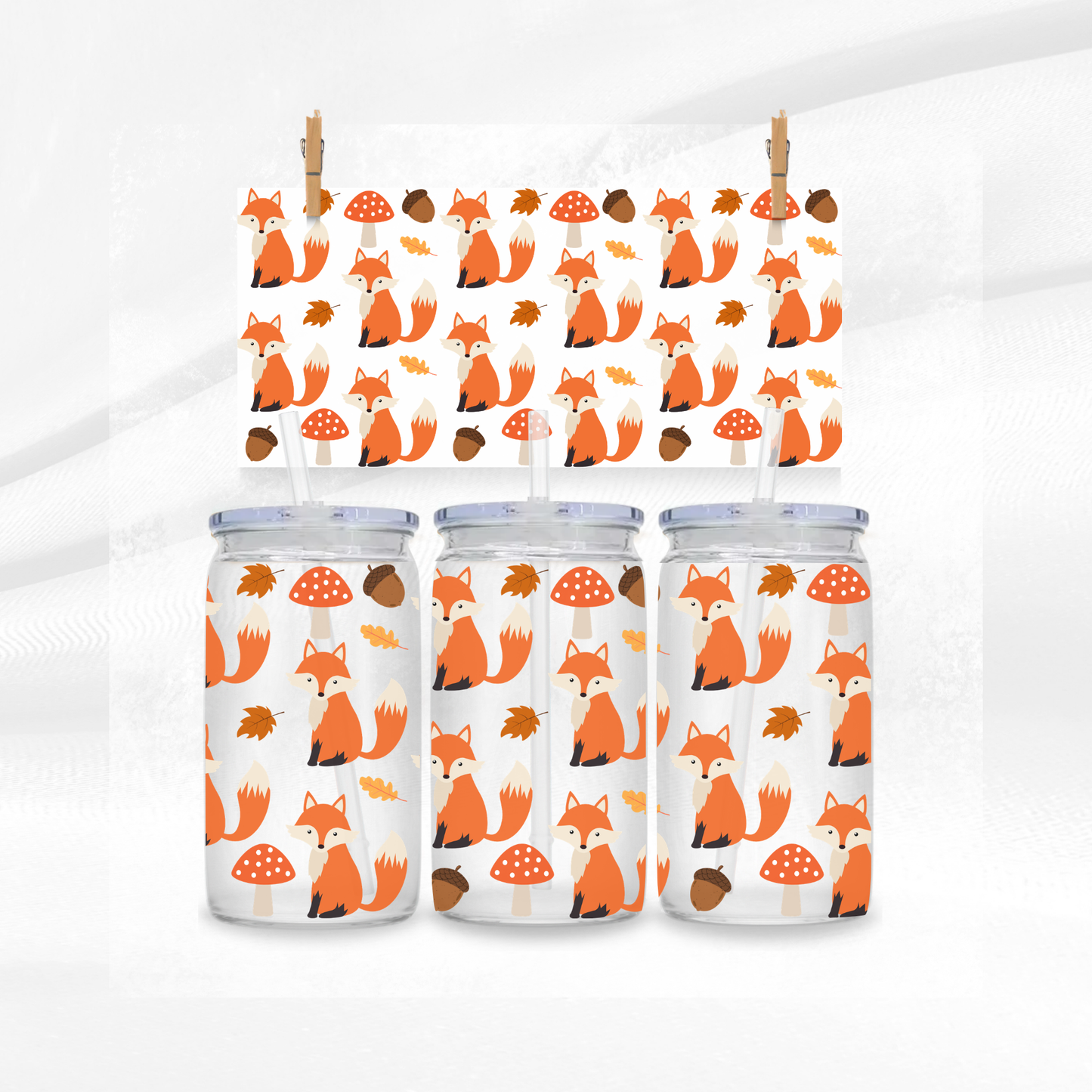 Autumn Foxes Libbey Glass Can