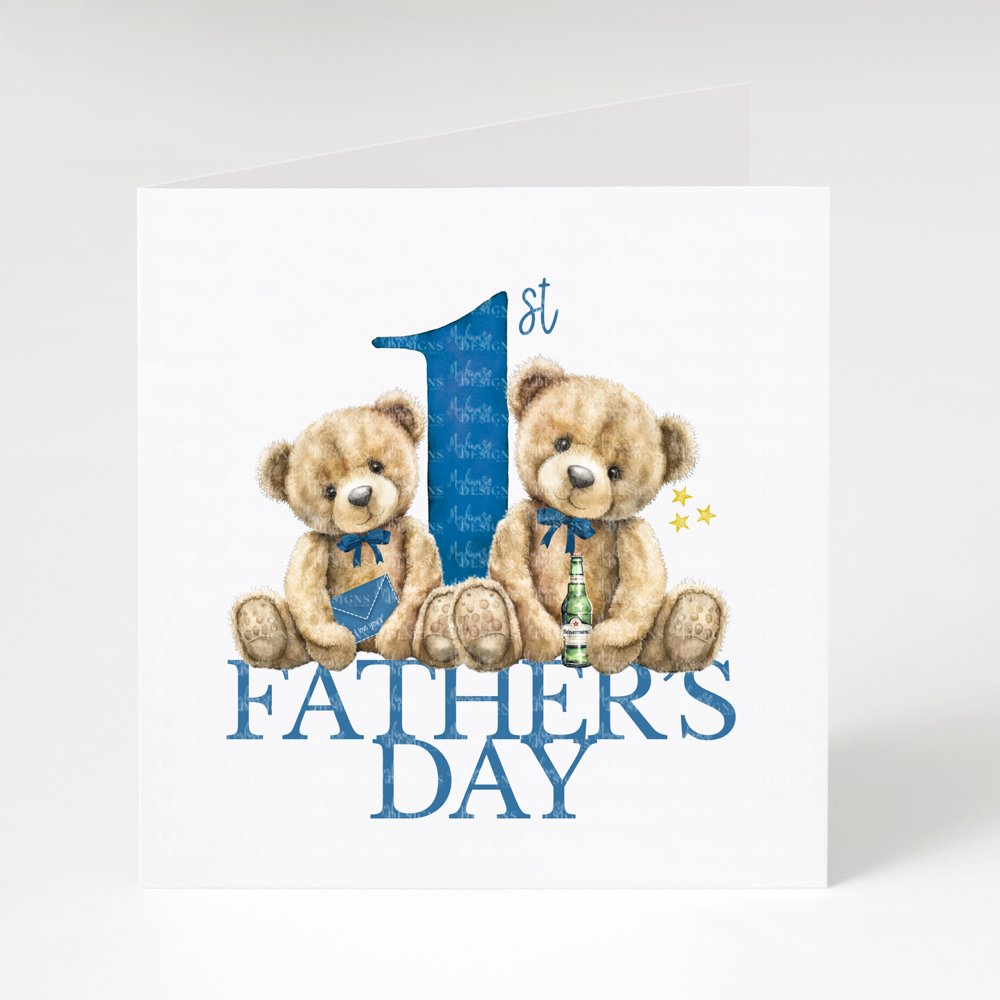 1st Father's Day Teddies Card (Blue)
