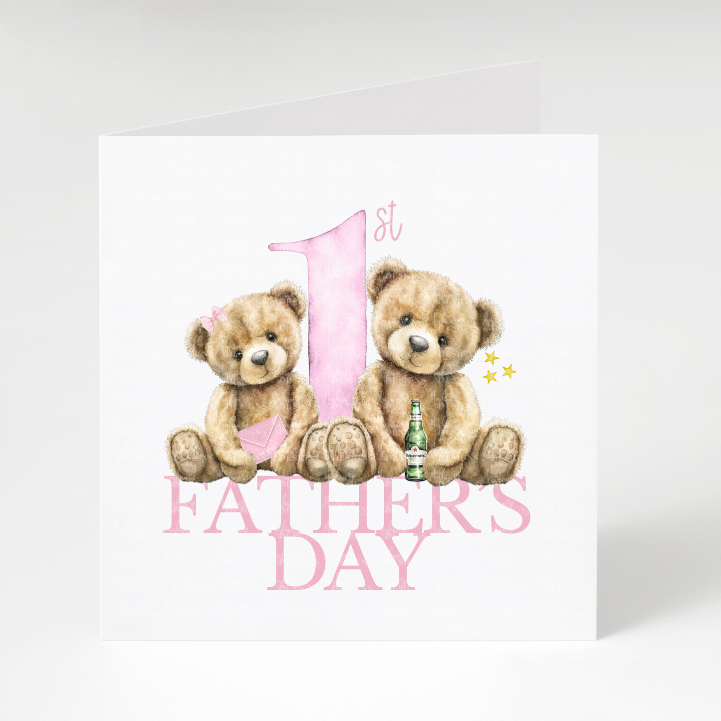 1st Father's Day Teddies Card (Pink)
