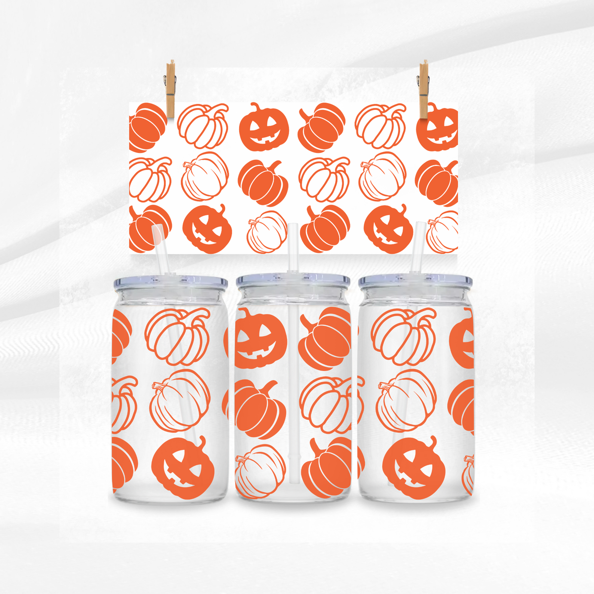 Halloween Pumpkins Libbey Glass Can