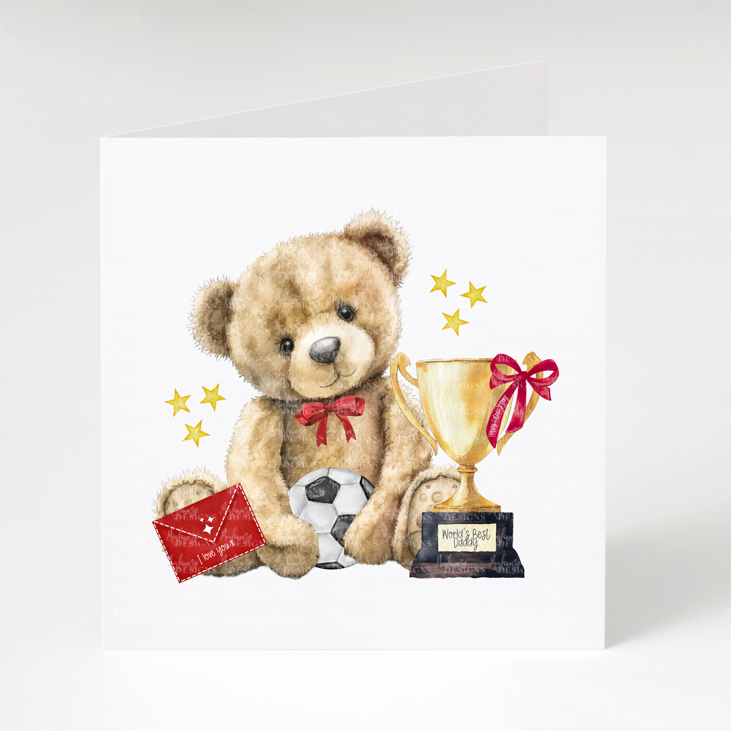 World's Best Daddy Teddy Card (Red)