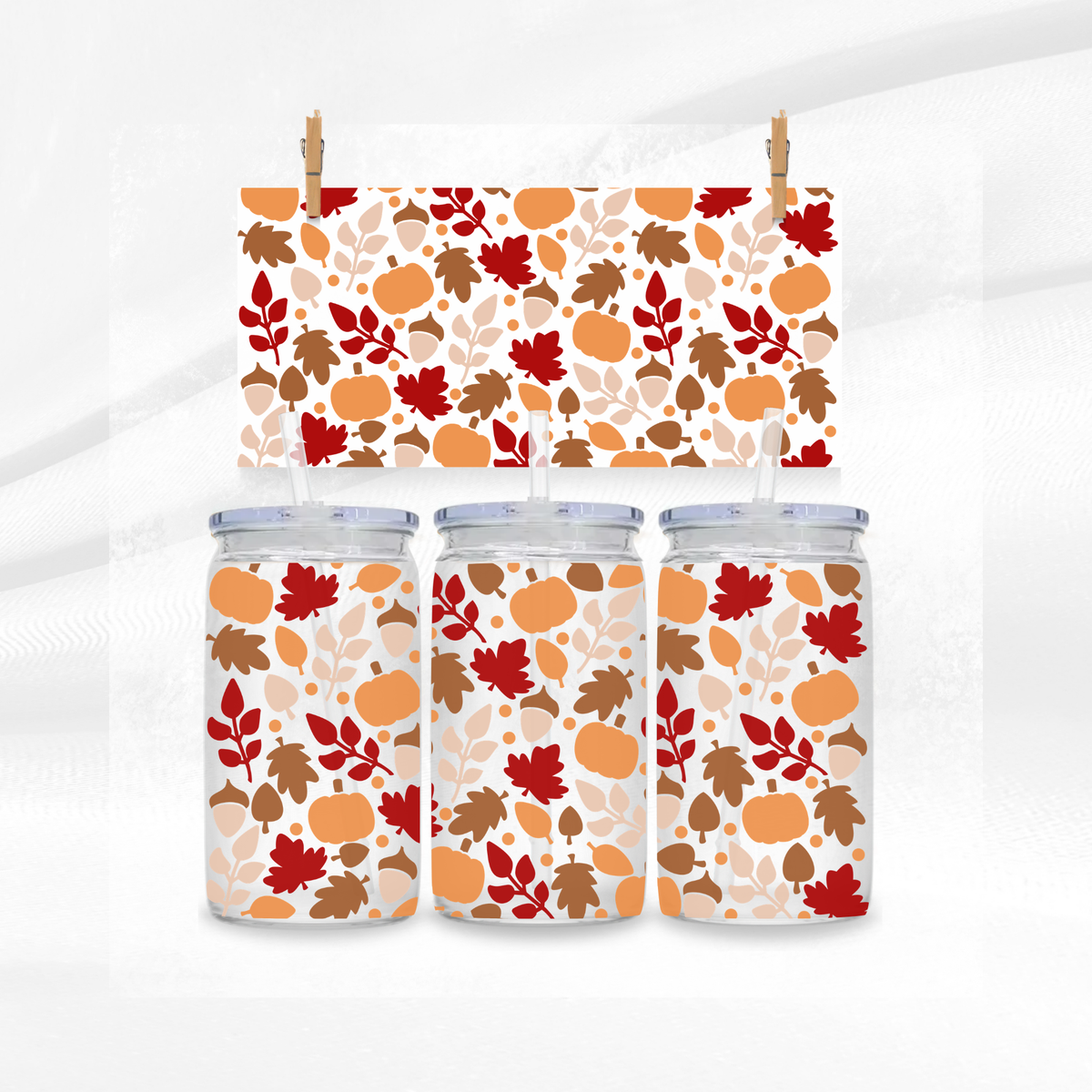 Autumn Leaves Libbey Glass Can