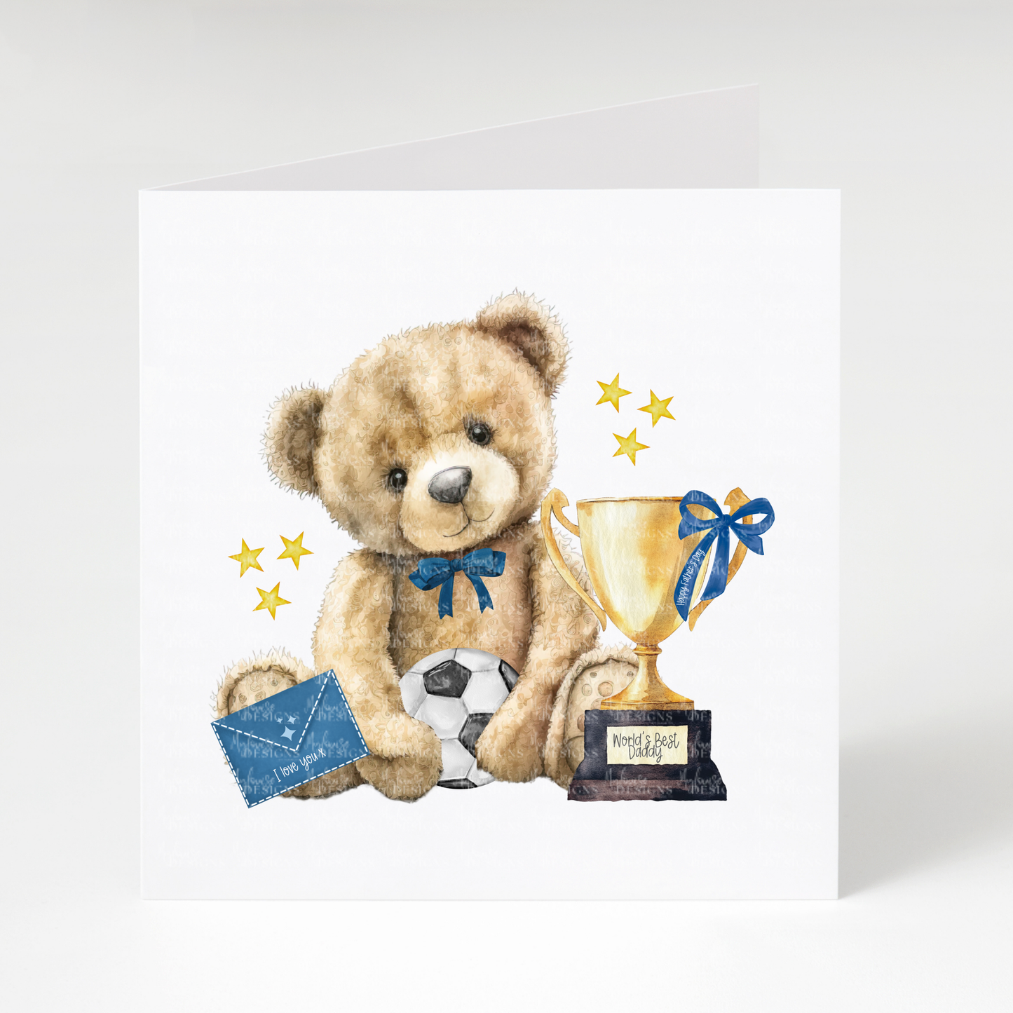 World's Best Daddy Teddy Card (Blue)
