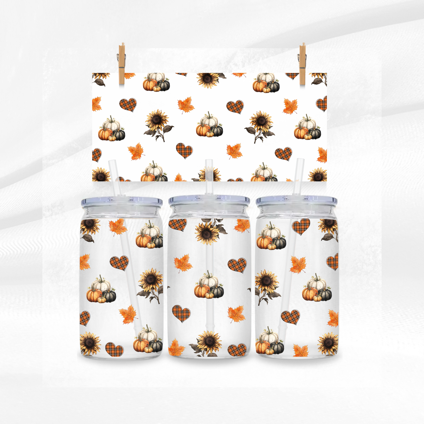 Autumn Hearts Libbey Glass Can