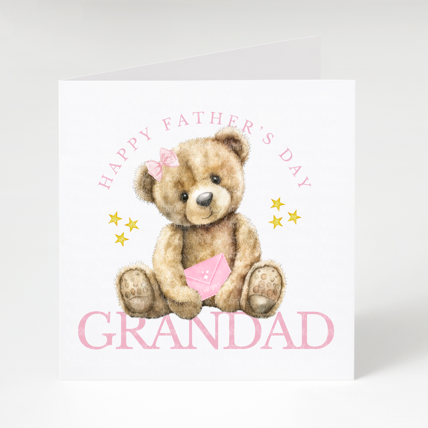 Happy Father's Day Grandad Teddy Card (Pink)