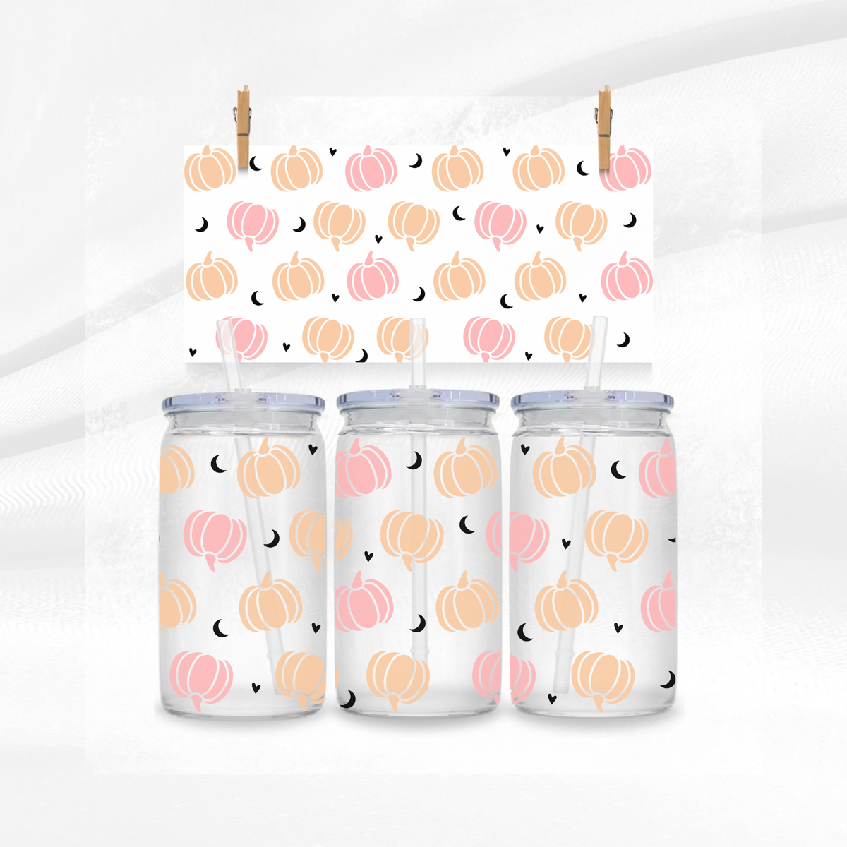 Minimal Moons and Pumkins Libbey Glass Can