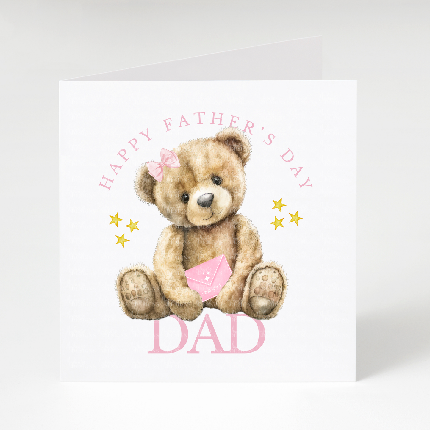 Happy Father's Day Dad Teddy Card (Pink)