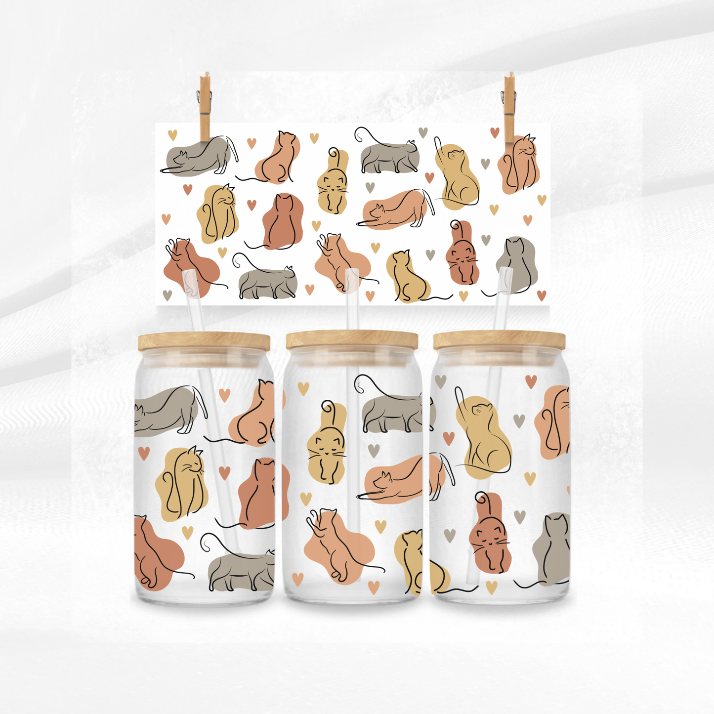 Minimalist Cats Libbey Glass Can