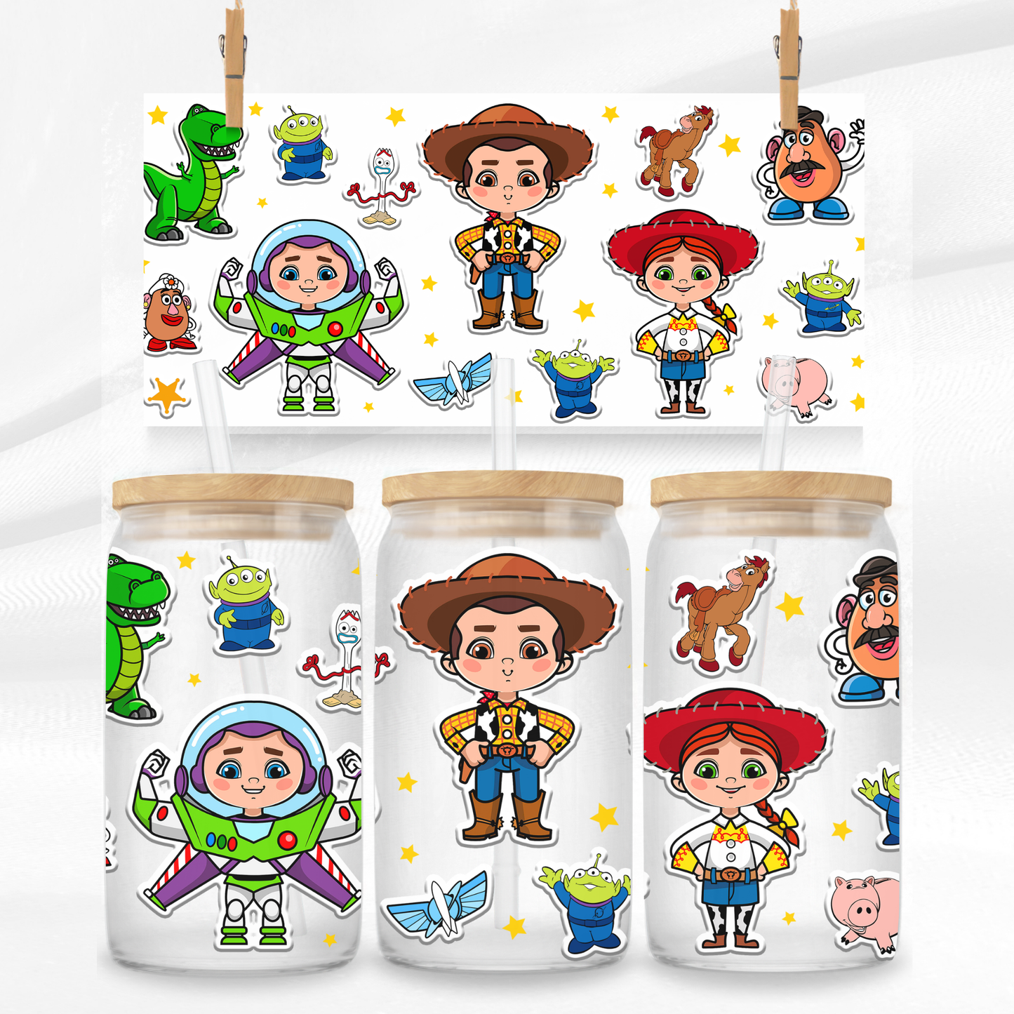 Cowboys and Astronauts Libbey Glass Can