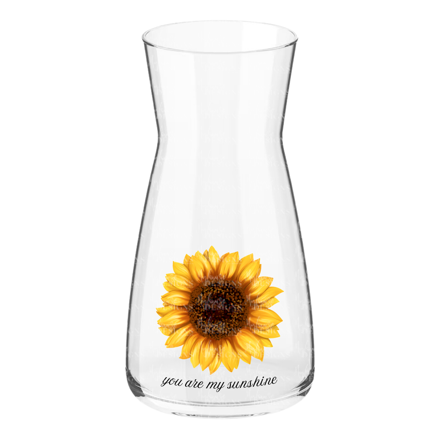 Glass Vase with Sunflower “You Are My Sunshine” Design