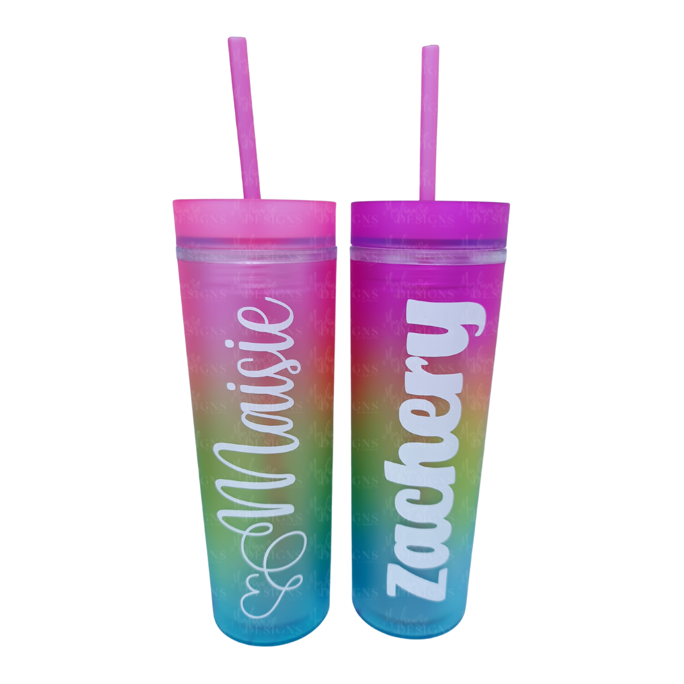 16oz Personalised Rainbow Tumbler Cup with Straw