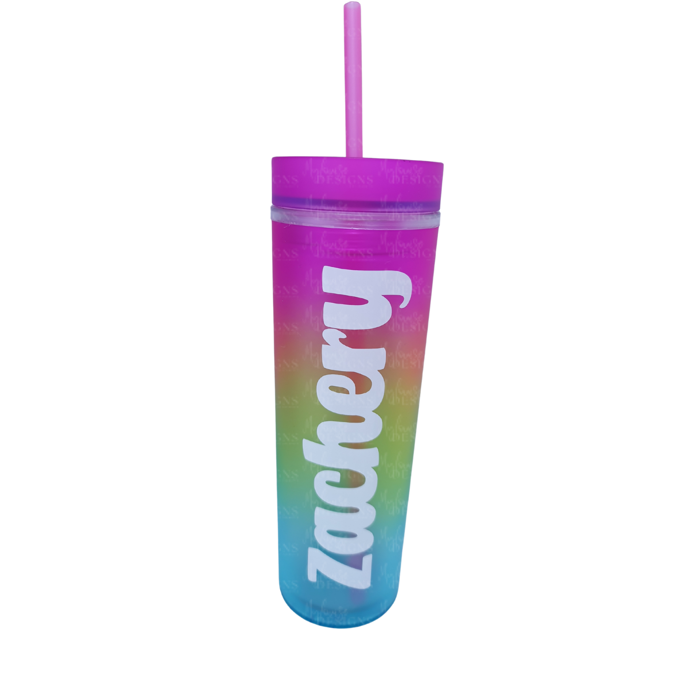 16oz Personalised Rainbow Tumbler Cup with Straw