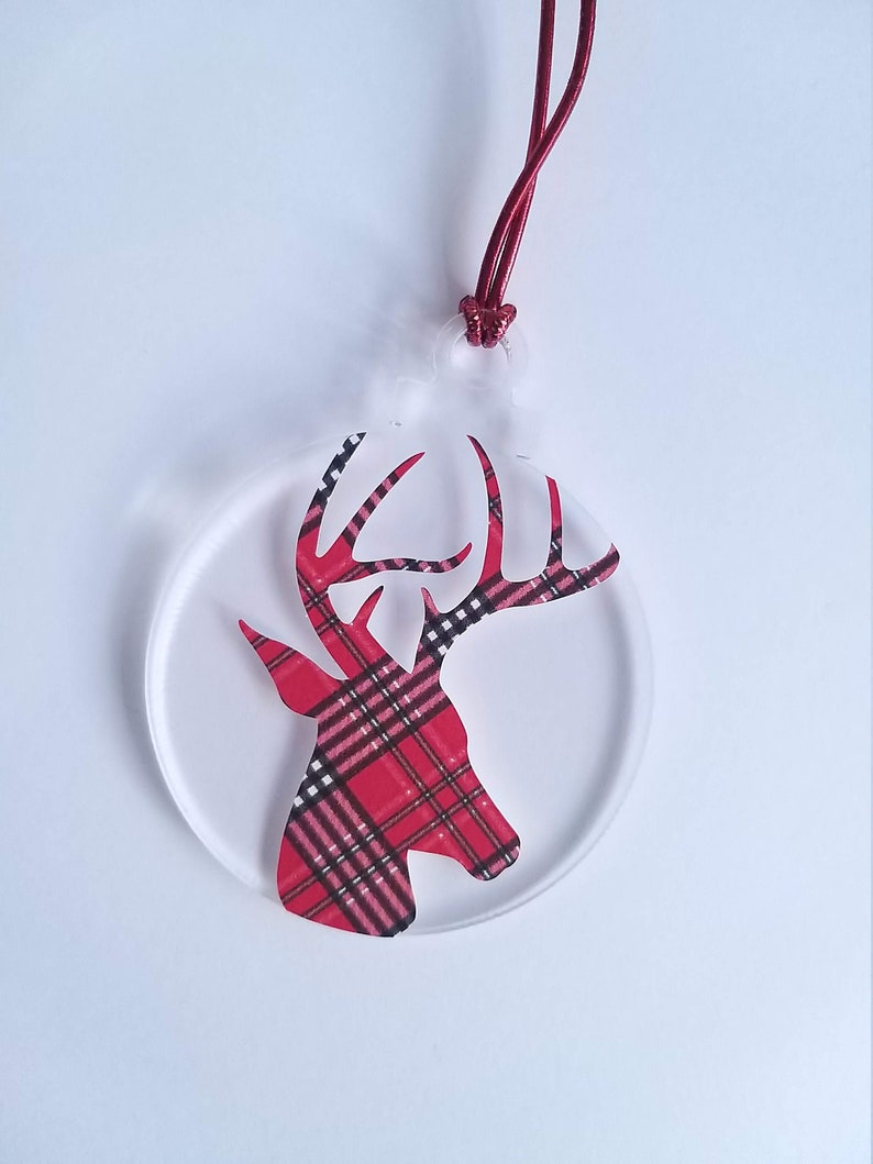 Custom Tartan Reindeer Christmas Bauble Christmas Tree Ornament