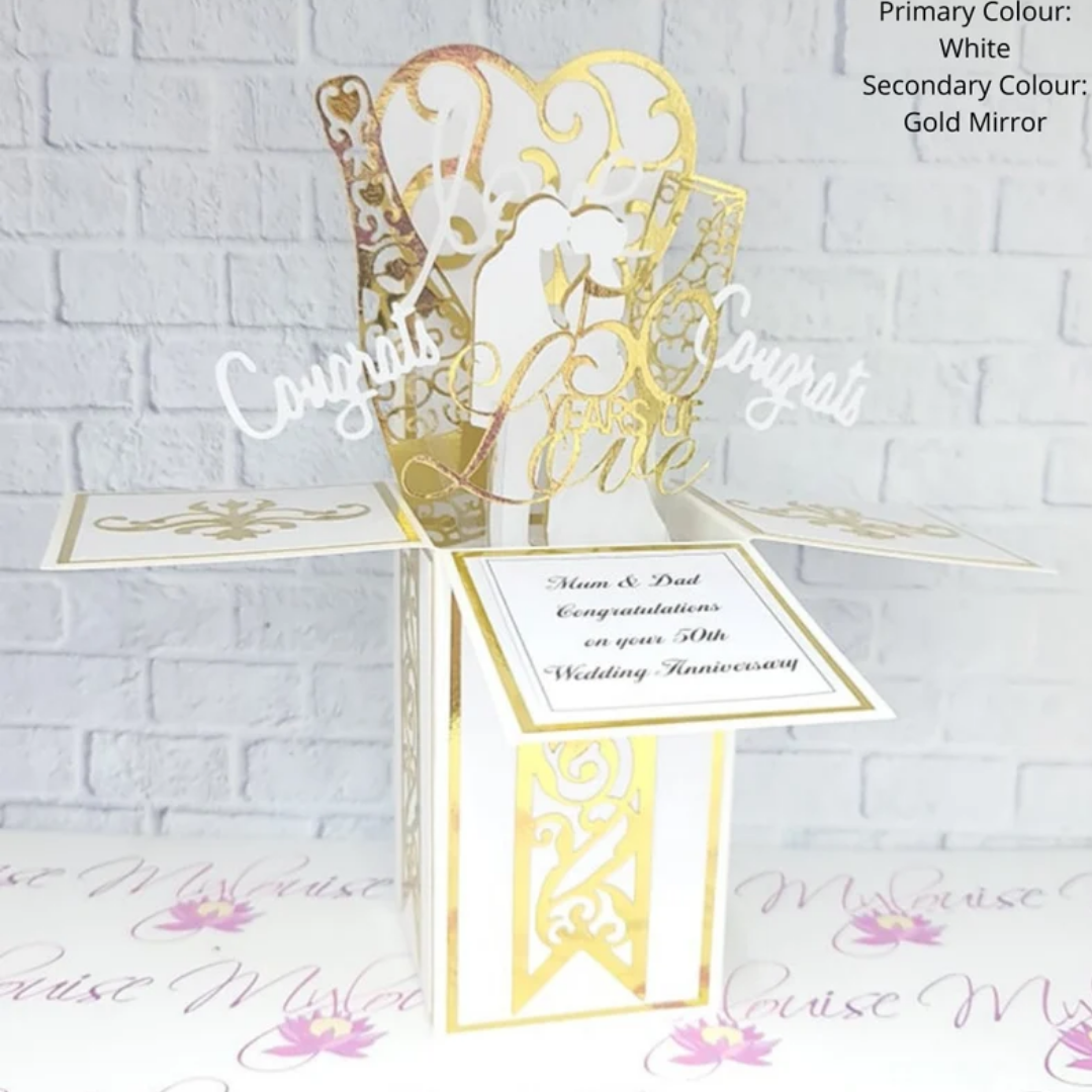 Exploding 60th Diamond Wedding Anniversary Box Card 