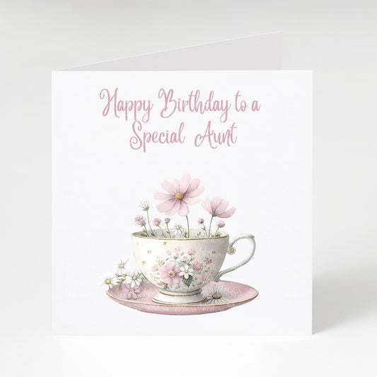 Special Aunt Flowers in a Teacup Birthday Card