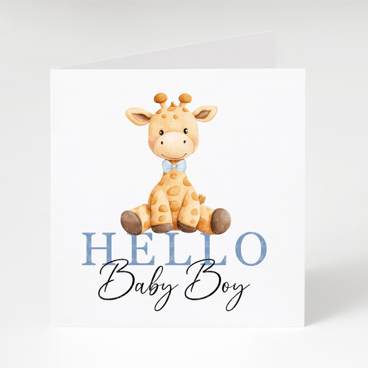 Hello Baby Boy Giraffe Card
