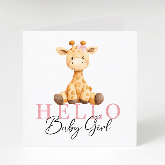 Hello Baby Girl Giraffe Card