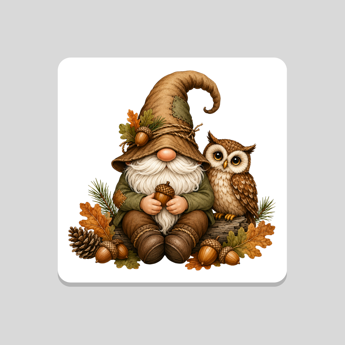 Autumn Owl Gnome Coaster