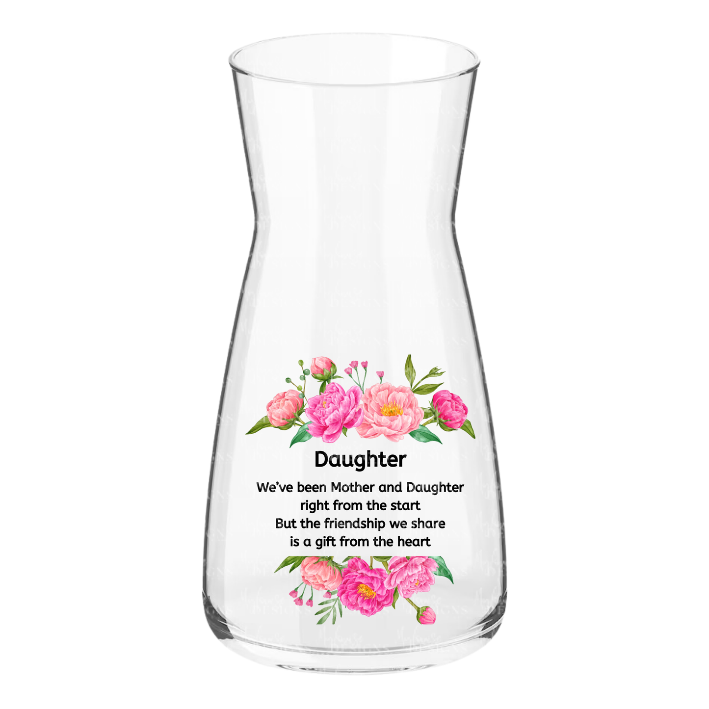 Glass Vase with Daughter Floral Message Design