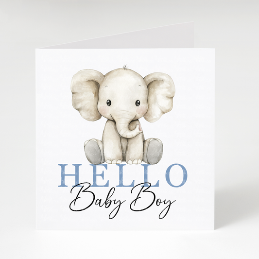 Hello Baby Boy Elephant Card