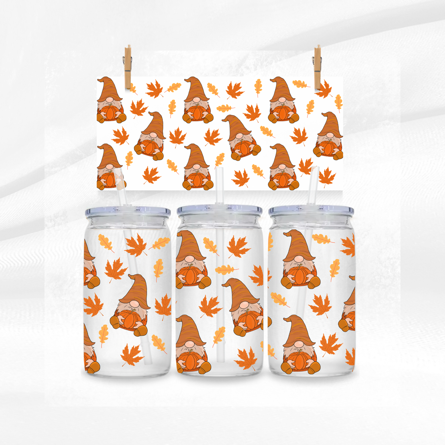 Pumpkin Gnomes Libbey Glass Can