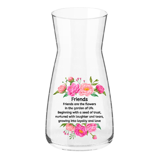 Glass Vase with Friends Floral Message Design
