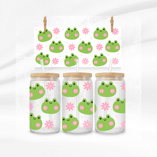 Cute Frogs Libbey Glass Can
