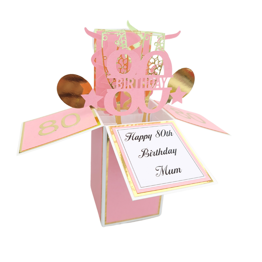 Personalised 80th Birthday Pop Up Card