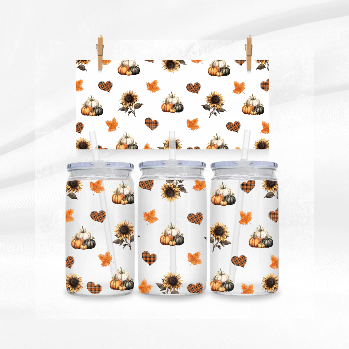 Autumn Hearts Libbey Glass Can