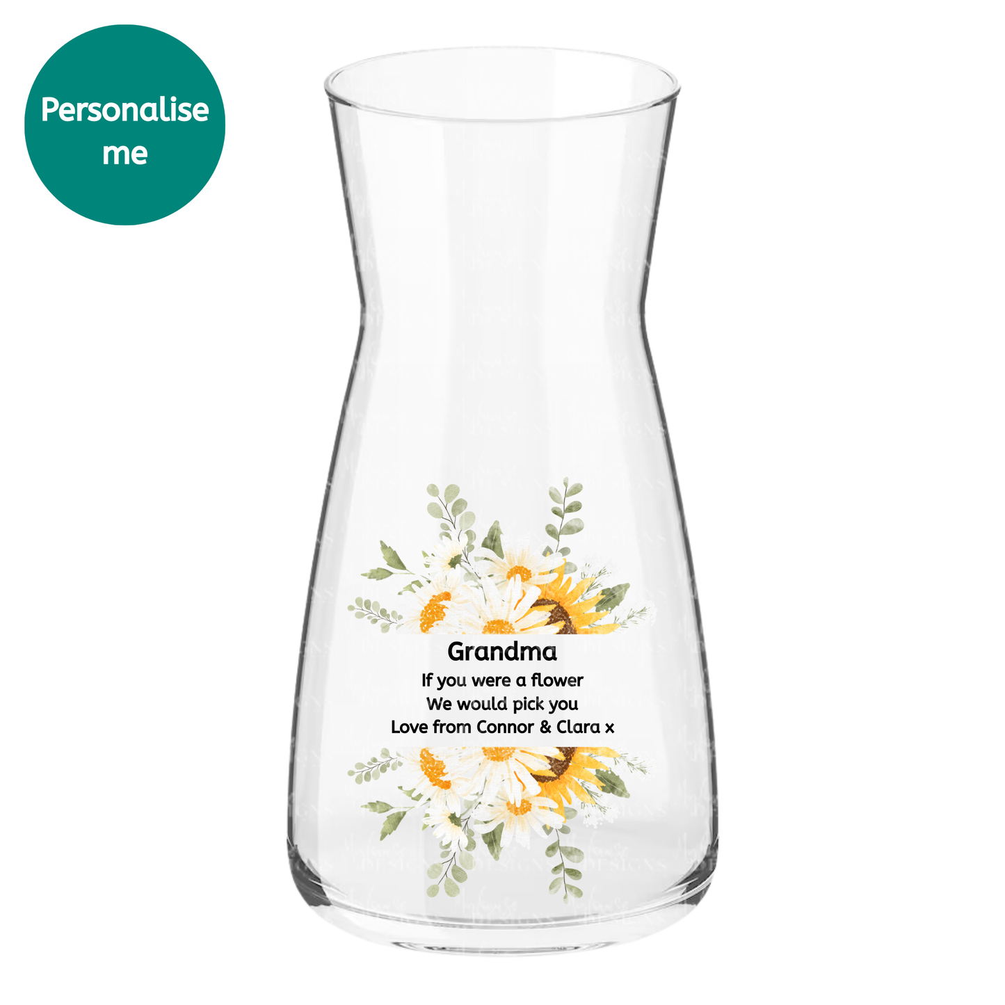 Personalised Grandma Daisy Glass Vase