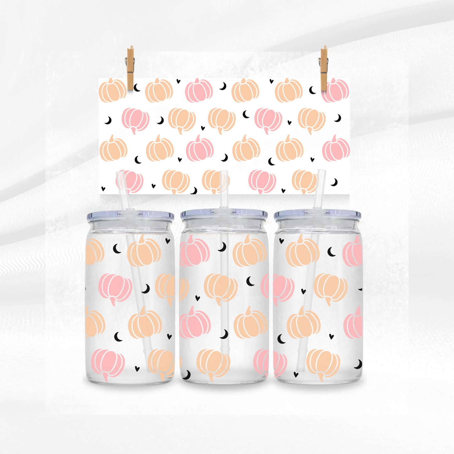 Minimal Moons and Pumkins Libbey Glass Can