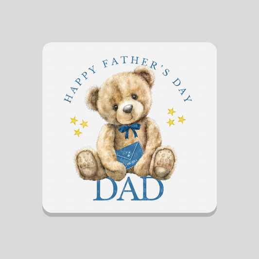 Father's Day Blue Teddy Coaster