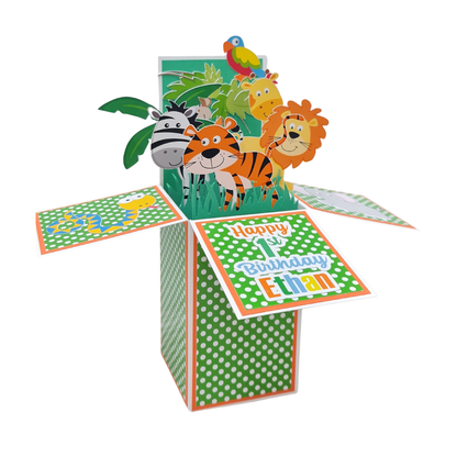 Personalised Jungle Safari Birthday Pop Up Card