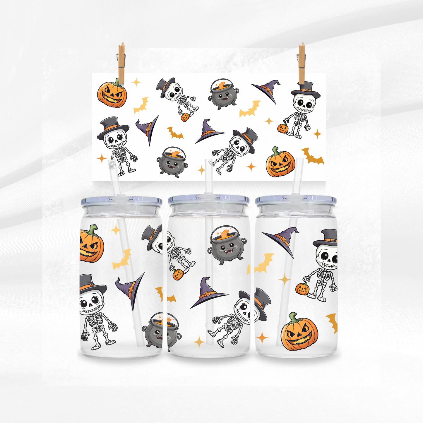 Skeletons and Cauldrons Libbey Glass Can