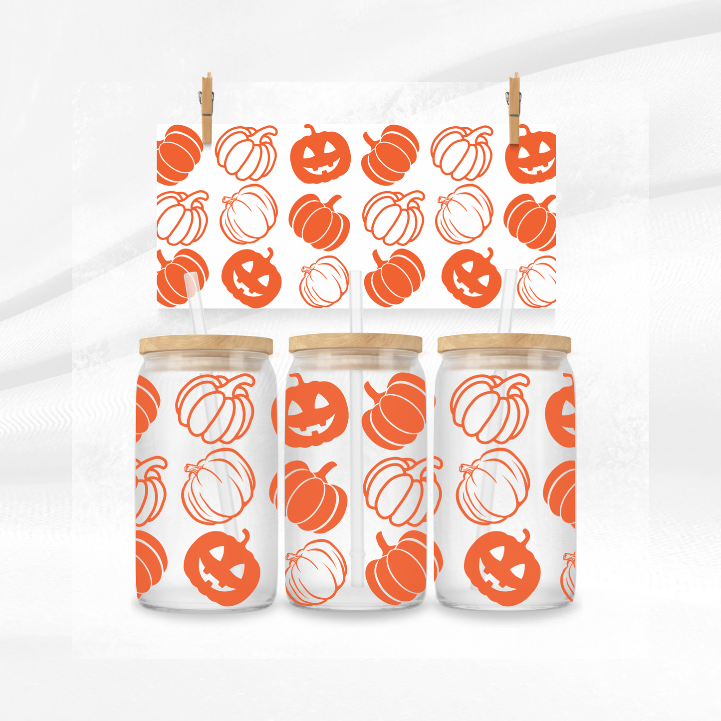 Halloween Pumpkins Libbey Glass Can