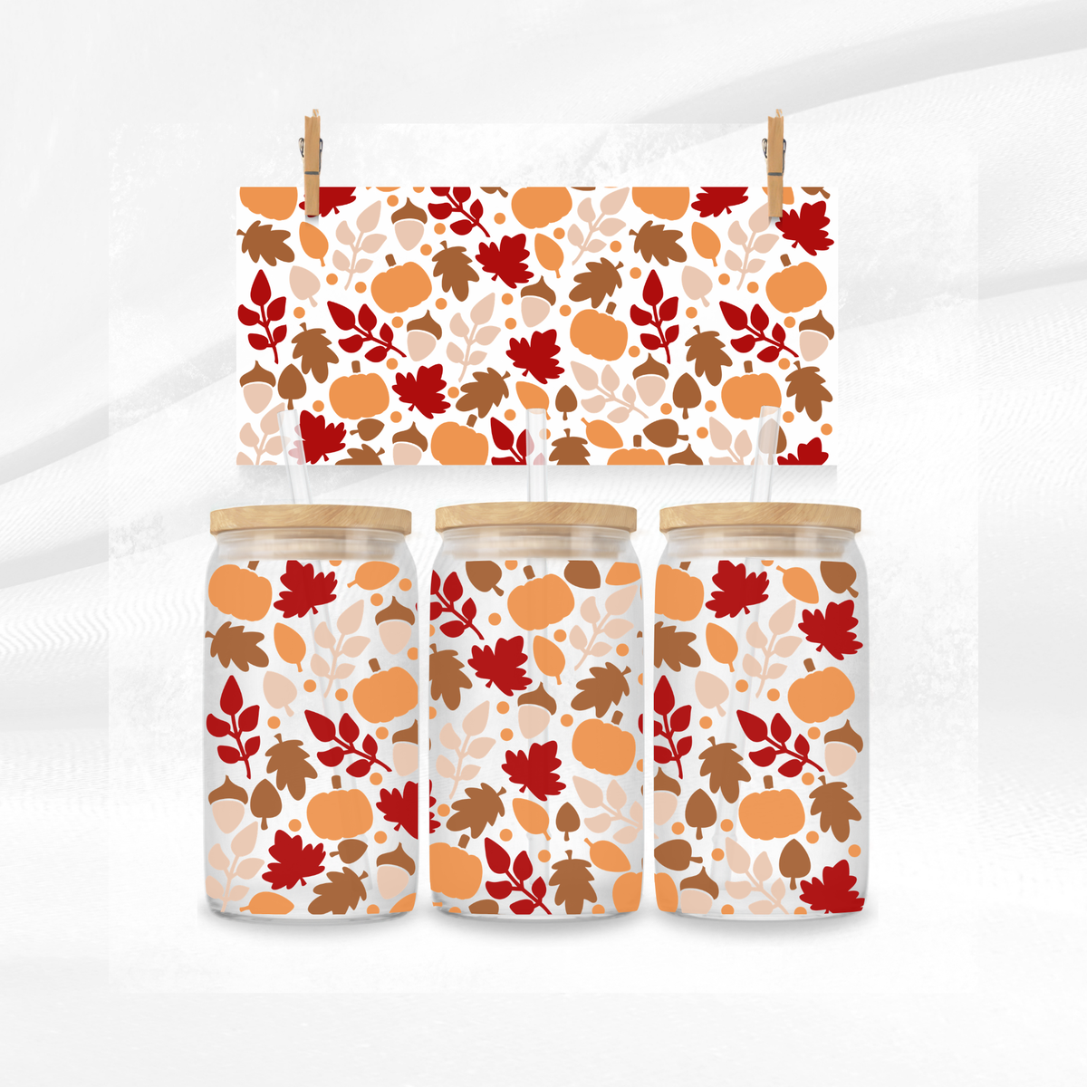 Autumn Leaves Libbey Glass Can