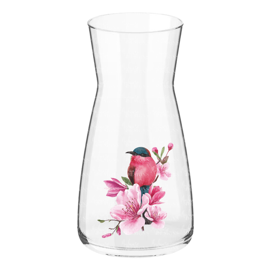 Glass Vase with bird and blossom