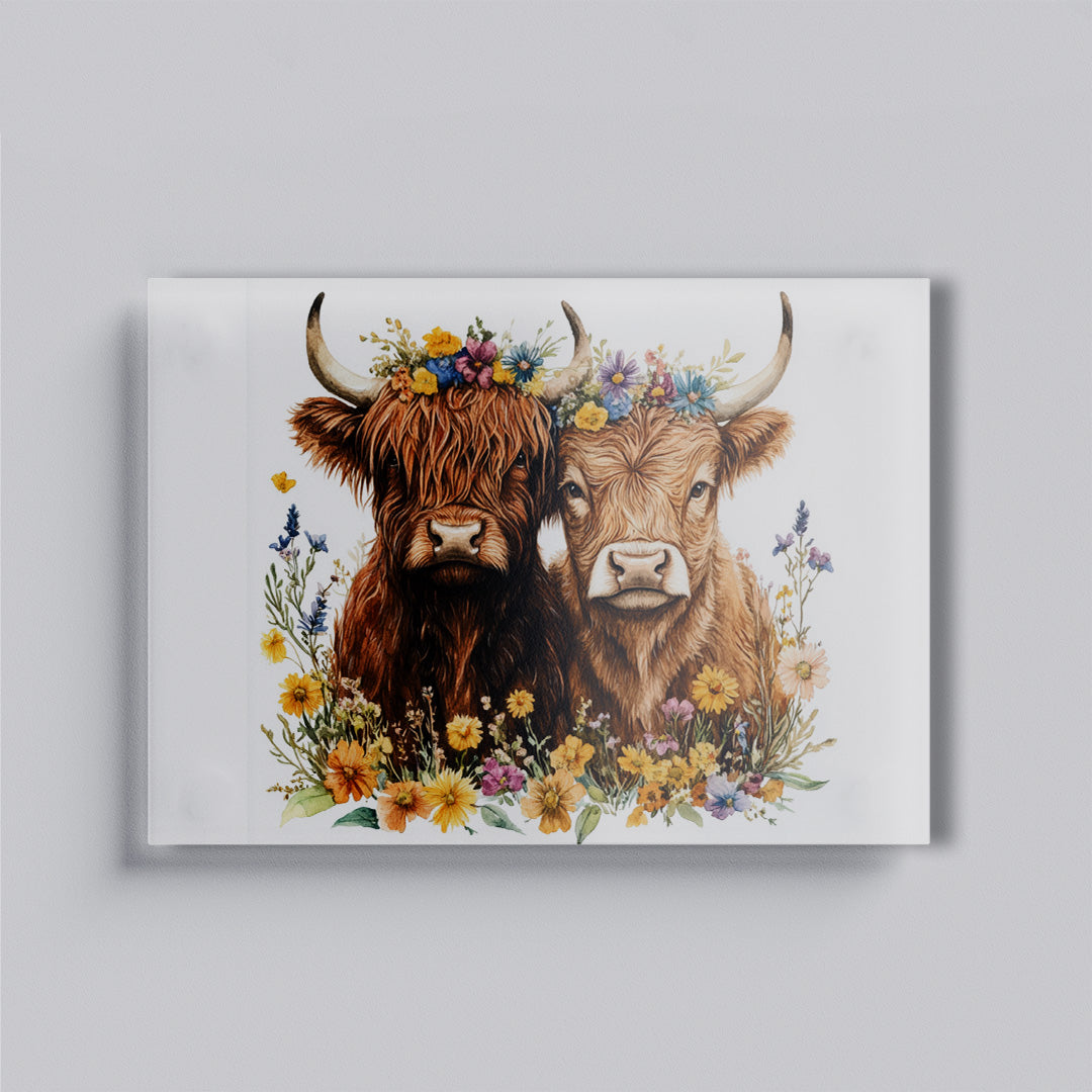 Highland Cow 4 Glass Board