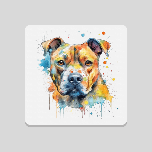 Staffordshire Bull Terrier Paint Splash Coaster