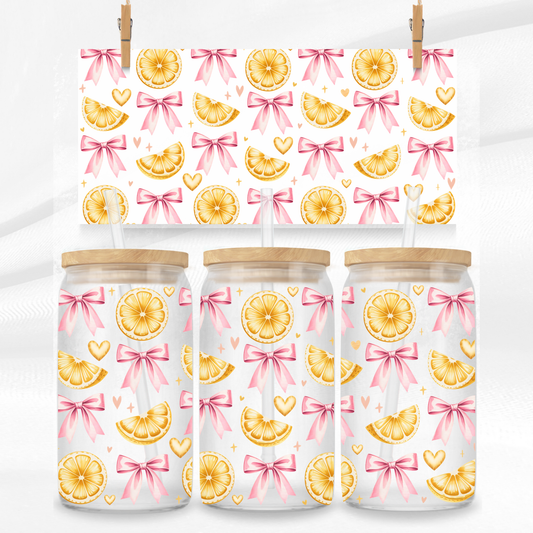 Lemon and Bows Libbey Glass Can