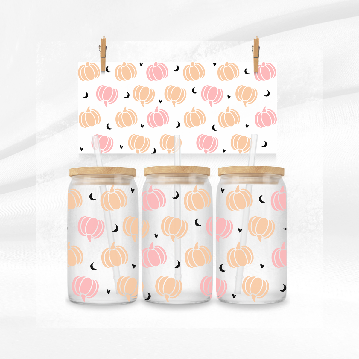 Minimal Moons and Pumkins Libbey Glass Can
