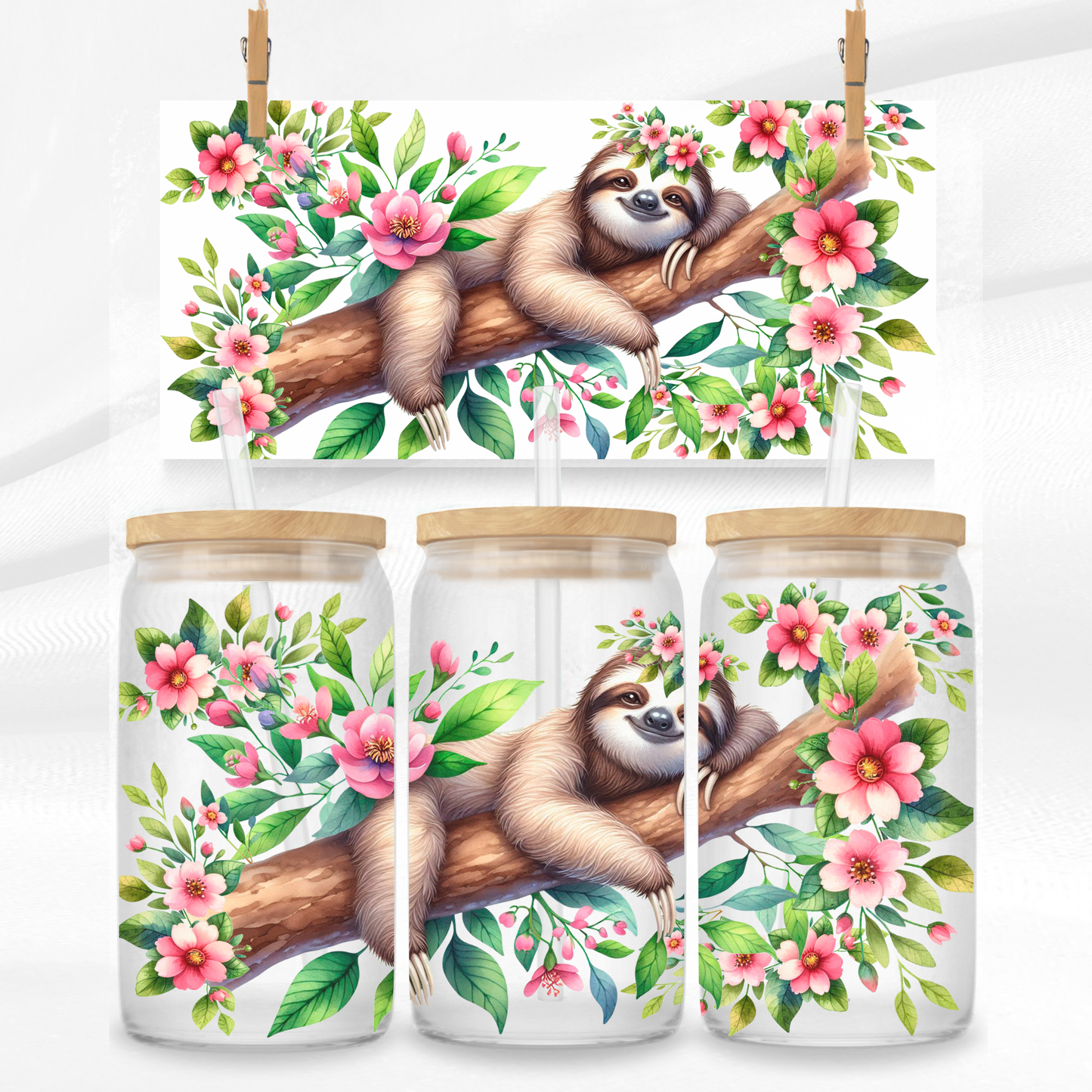 Sloth Libbey Glass Can