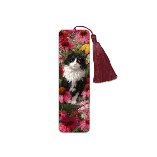 Black and White Garden Cat Bookmark