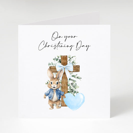 On Your Christening Day Blue Card