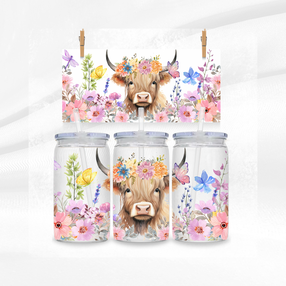 Spring Highland Cow Libbey Can